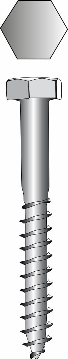 Houtdraadbout. M6 x 40mm. lang. RVS-A2. Homefix. 4 stuks Houtfret.