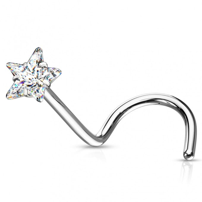 Neuspiercing PVD prong-set ster luxe 0.8x6x3 - zilver - LMPiercings