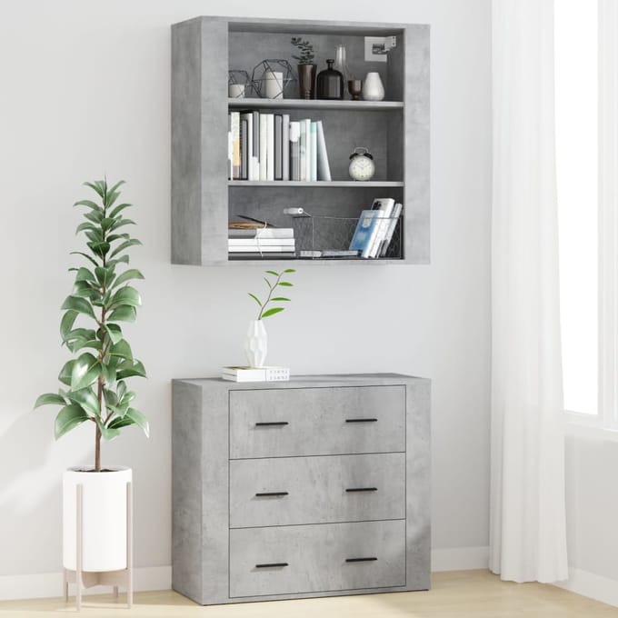 vidaXL - Hoge - kast - bewerkt - hout - betongrijs