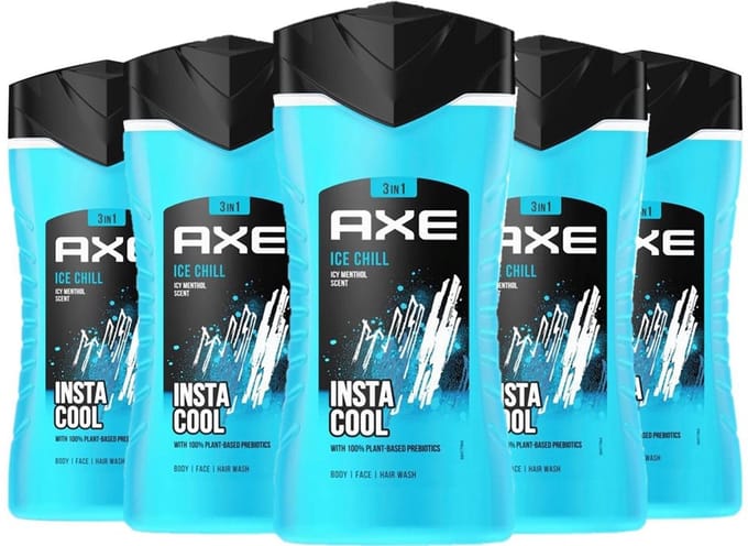 AXE 3in1 Douchegel - Ice Chill - 5 x 250 ml - Voordeelverpakking - Insta Cool