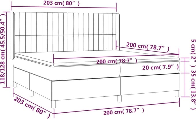vidaXL - Boxspring - met - matras - fluweel - zwart - 200x200 - cm