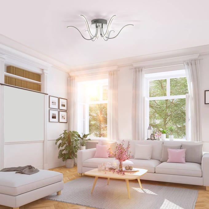 JUST LIGHT. GmbH LED plafondlamp Valerie 6-lamps Ø67cm staal
