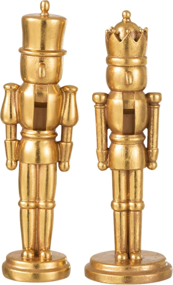 J-Line figuur Notenkraker - polyresin - goud - small - 2 stuks