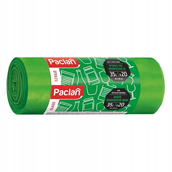 Paclan - Afvalzakken - 60L-20 stuks - Groen - Voor Glasafval