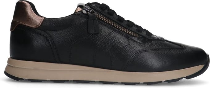 No Stress - Dames - Zwarte leren sneakers met rits - Maat 37