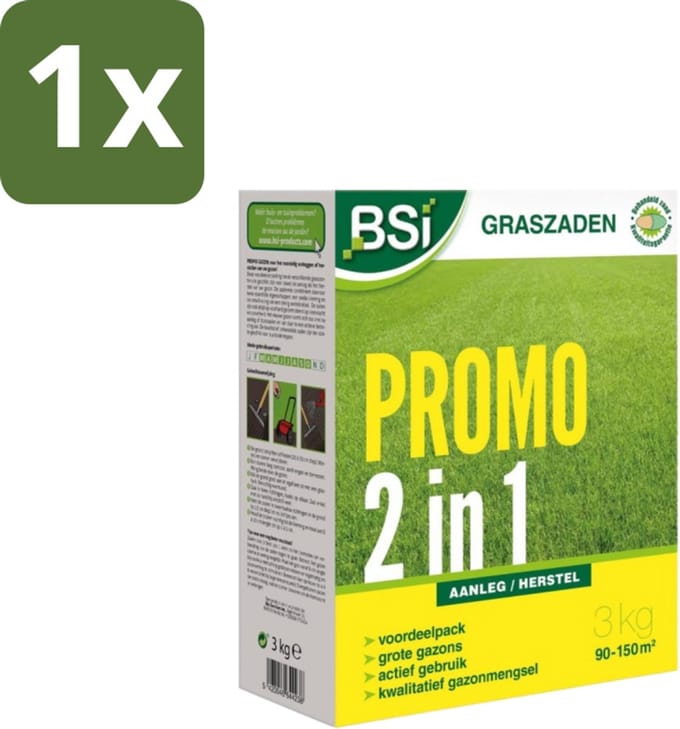 BSI – Graszaad – Promo 2-in-1 – Herstel & Snelkiemend Gazon – 3 kg - 1 stuk