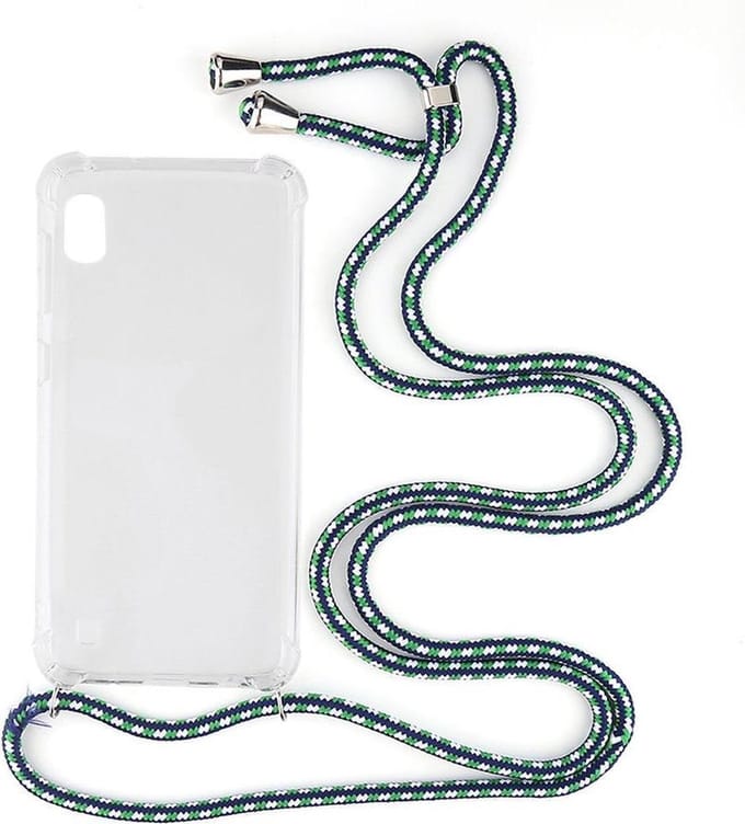 Shop4 - Samsung Galaxy A10 Hoesje - Zachte Back Case met Koord Multi Groen