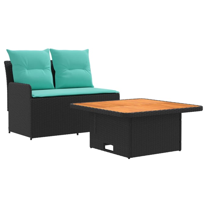 vidaXL - Tuin - Armleuning - Sofa - met - Opklapbare - Tafel - 2 - Stuk - PE - Riet