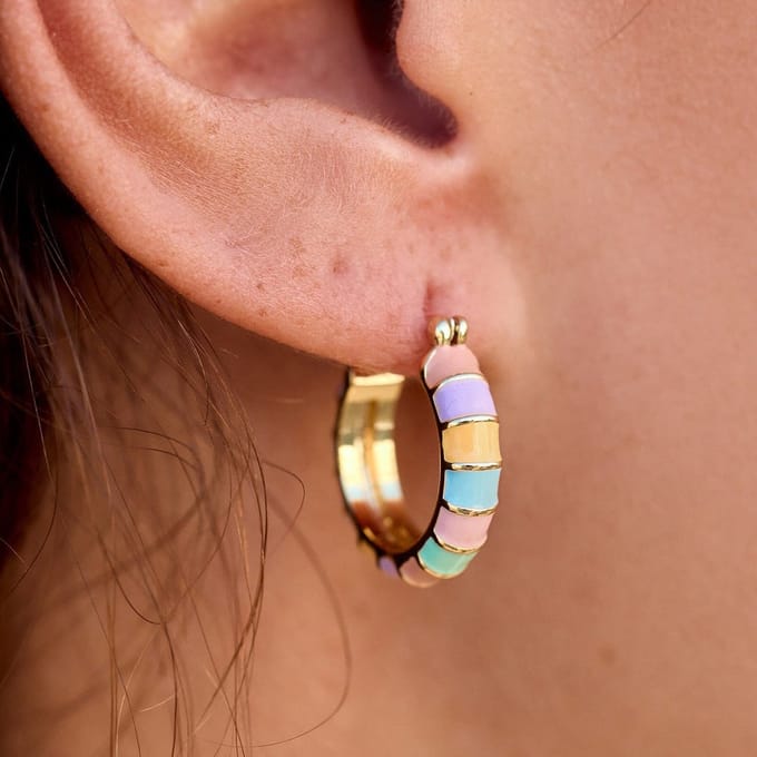 Pura Vida - Striped Enamel Gold Oorbellen