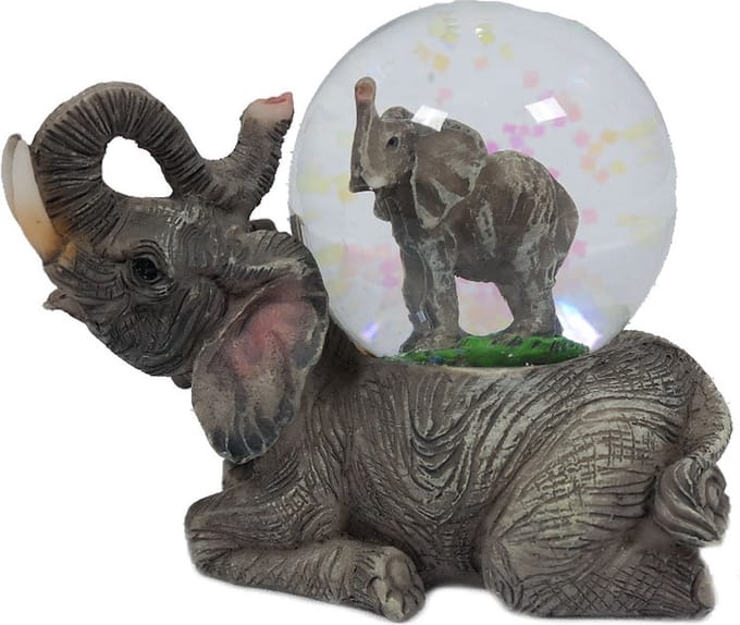PIA Soft Toys Olifant liggend waterbal - 45 mm - Snowglobe