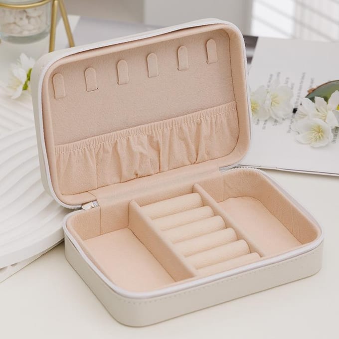 Mode Vrouwen Draagbare Reis Sieradendoos PU Leer Ketting Ring Oorbellen Rits Opbergdozen Sieraden Display Cases Organizer