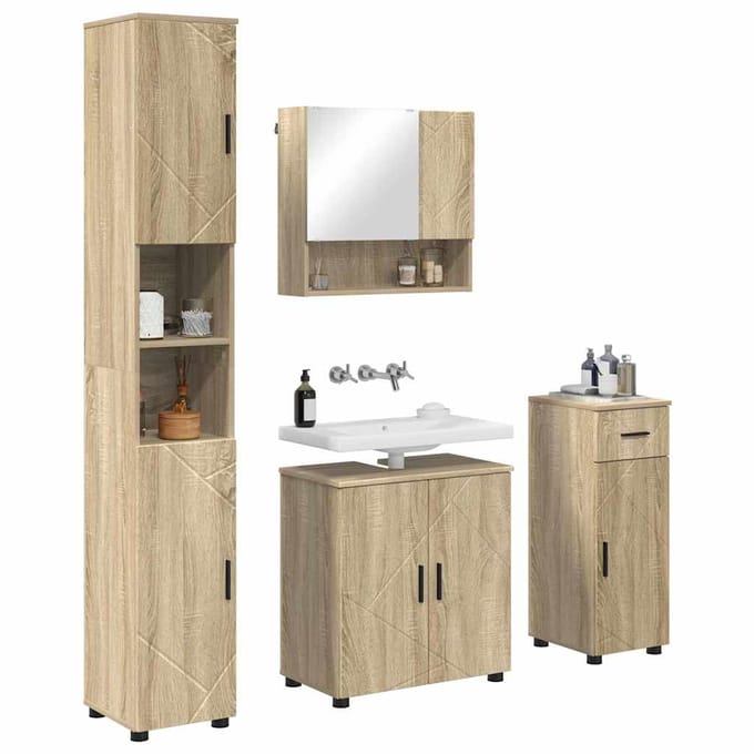 vidaXL - Badkamermeubel - Set - 4 - st - Sonoma - Eik - 61 - x - 35 - x - 64 - cm