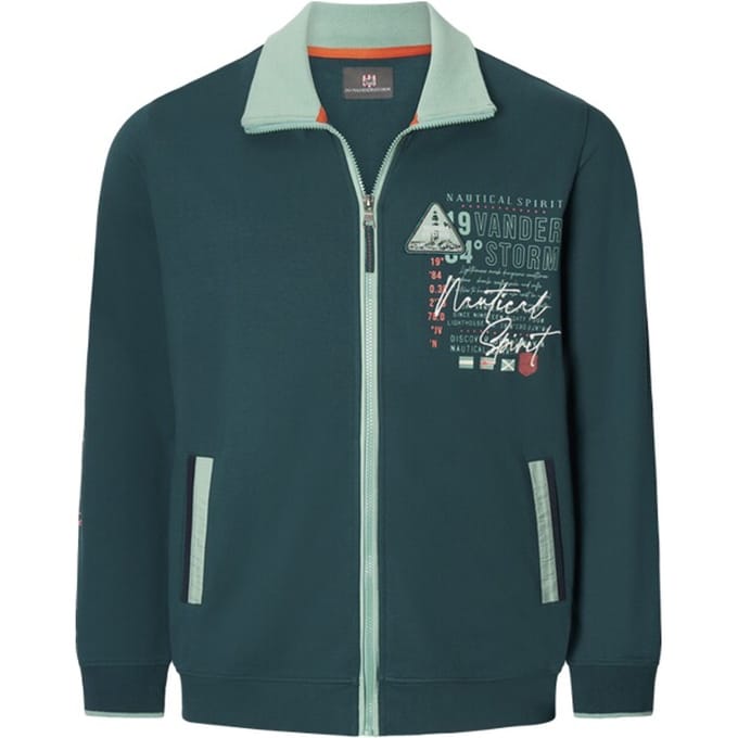 Jan Vanderstorm herren Sweatvest - 52/54 - petrol - Plus Size