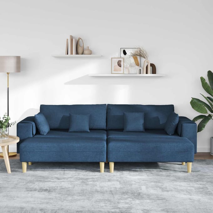 vidaXL - Bank - 3 - st - Blauw - Stof