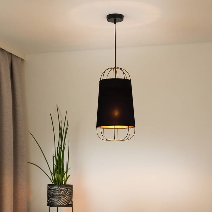 Duolla Hanglamp Lantern small, textiel, metaal, zwart