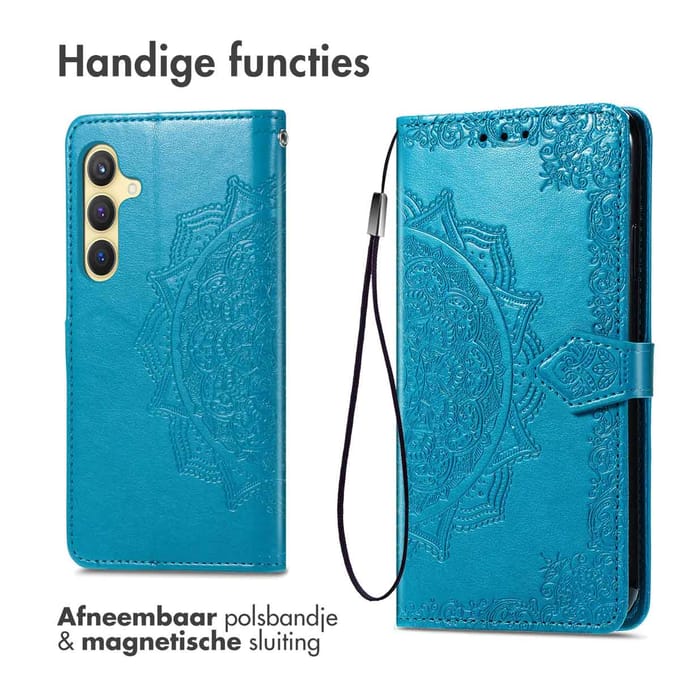 imoshion Hoesje - Geschikt voor Samsung Galaxy S24 Plus - Mandala Bookcase - Turquoise