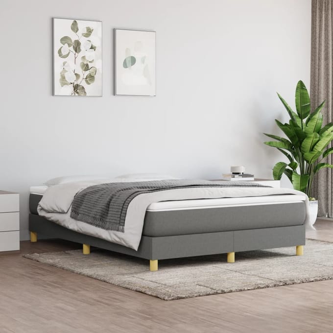 vidaXL - Boxspring - bed - stof - donkergrijs - 140x190 - cm