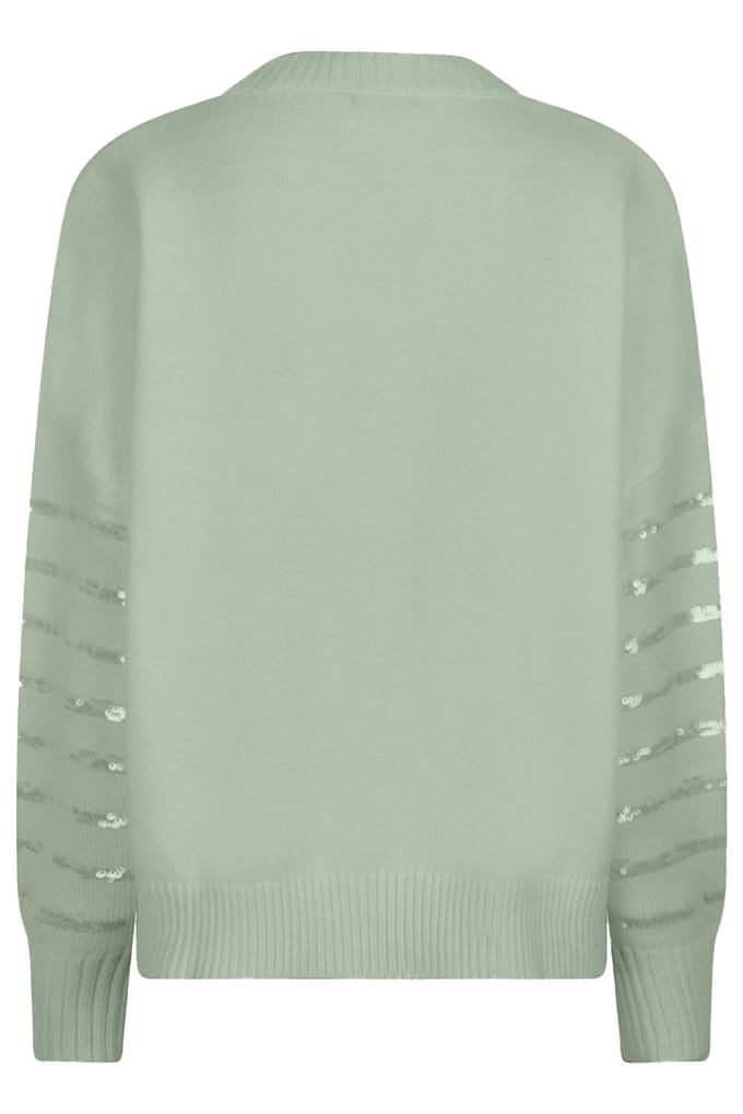 EsQualo Sweater Striped Sequins Jade Maat: M/L | Sweaters Outlet | Dames