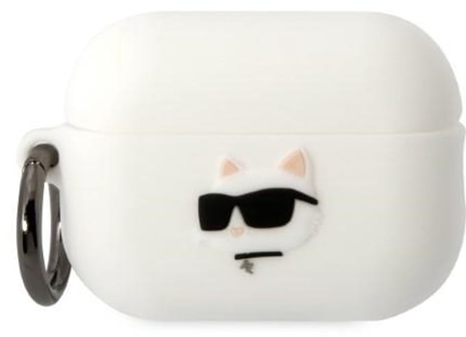 Karl Lagerfeld Choupette Head 3D Serie - Siliconen Etui - AirPods Pro 2 - Wit - Luksueus Design