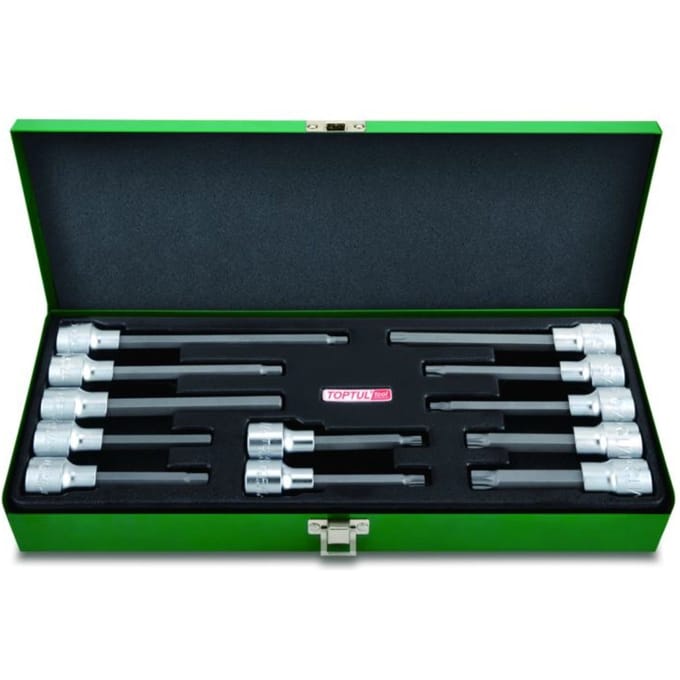 Zeskant doppenset TOPTUL 1/2 inch 12 Stuk extra lang