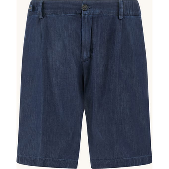 bermuda in licht denim katoen giza man blauw