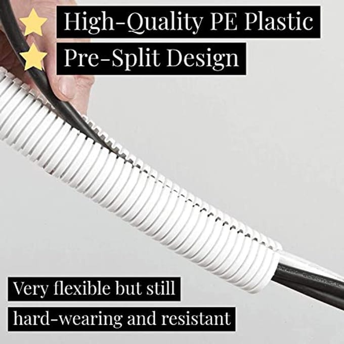 Gegolfde buis 2m 6mm wit – Flexibele kabelbeheeroplossing