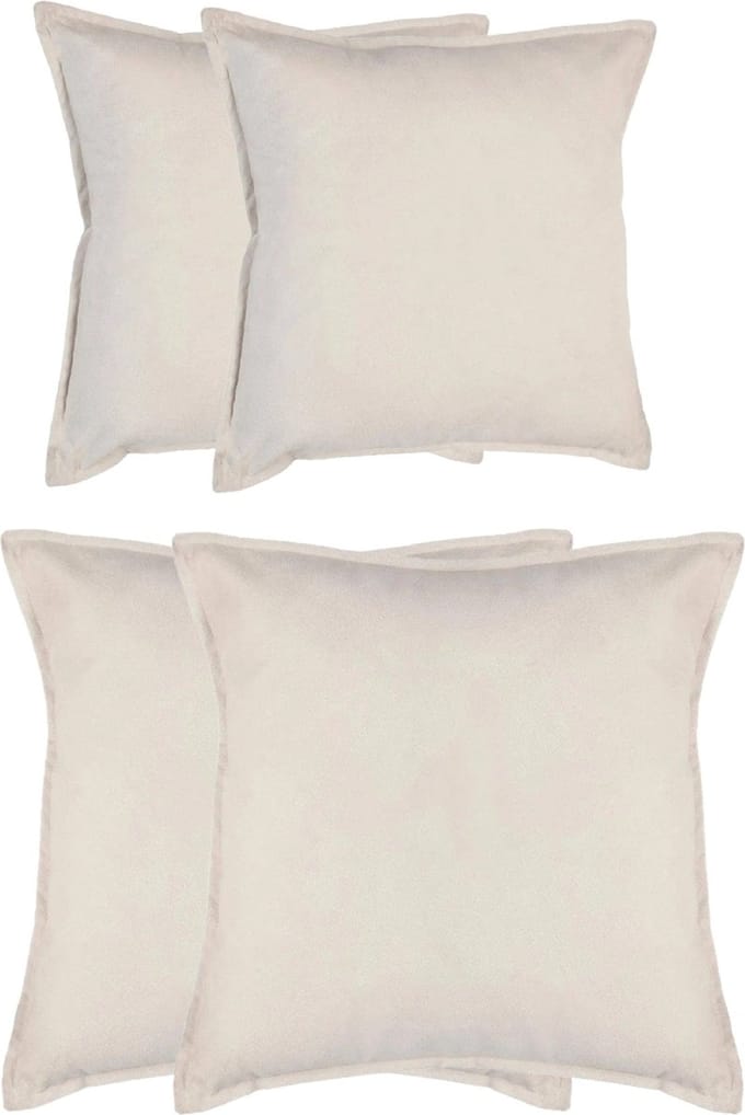 Atmosphera Bank/sierkussens Sophia - set 4x - Ivoor wit - polyester - met rits - In 2 formaten