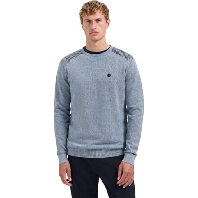 No Excess Pullover Crewneck Plated Structure Knit Dusty Blue  L