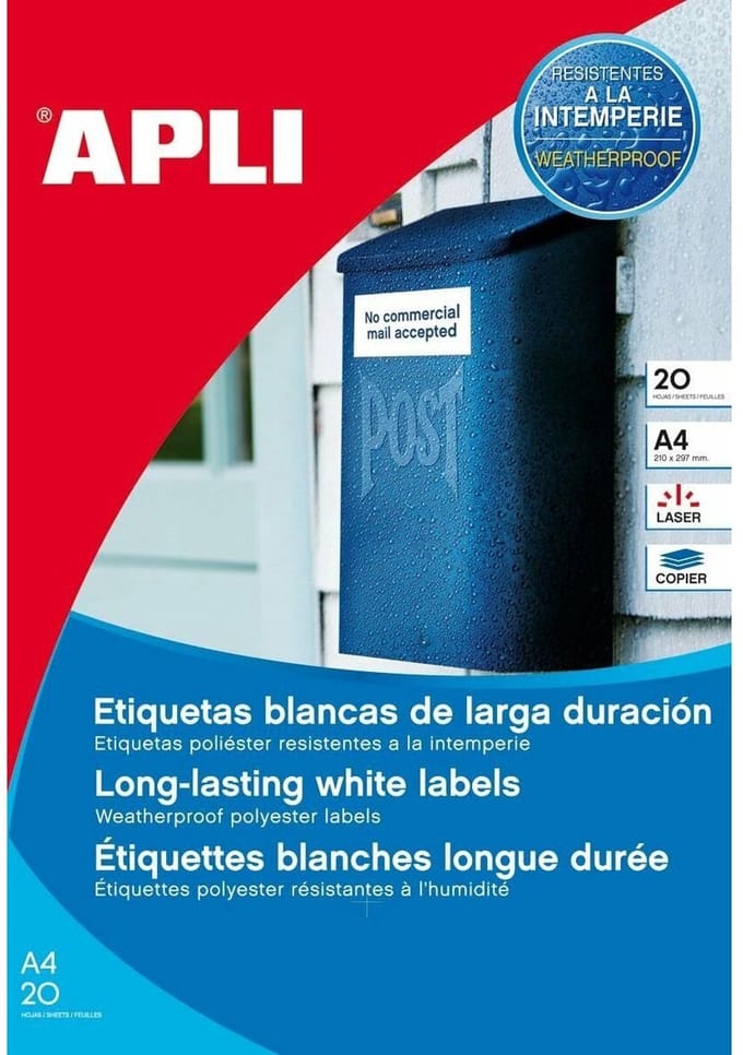 Printerlabels Apli Wit 20 Lakens 99,10 X 42,3 Mm
