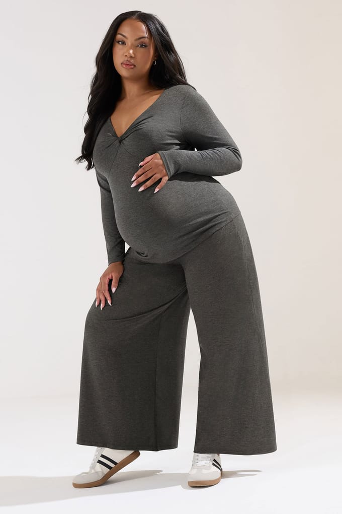 Bump It Up Maternity Broek Met Extra Wijde Pijpen In Donkergrijs Size 48