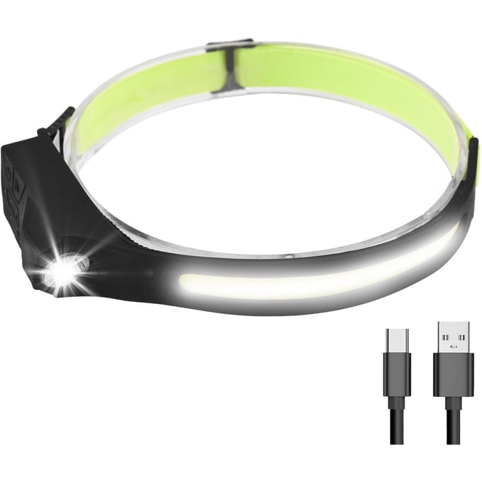 2 stuks LED-koplamp met bewegingssensor USB oplaadbare LED-koplamp Zaklamp met 7 modi 1