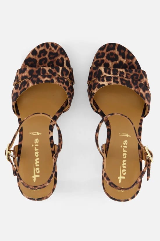 Tamaris - maat 38 - Sandalen met hak Leopard Synthetisch - Dames