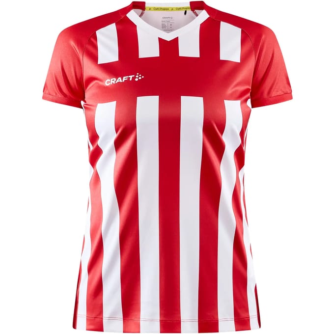 Craft Progress 2.0 Stripe Shirt Korte Mouw Dames - Rood / Wit | Maat: S