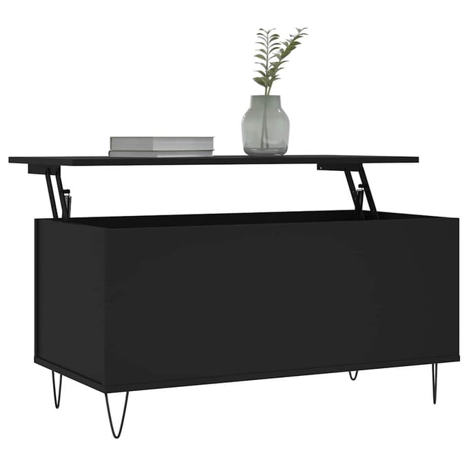 vidaXL - Salontafel - 90x44,5x45 - cm - bewerkt - hout - zwart