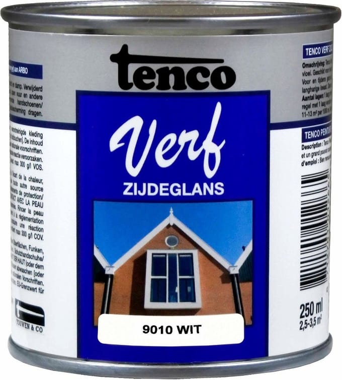 Tenco verf zijdeglans wit (RAL 9010) - 250 ml