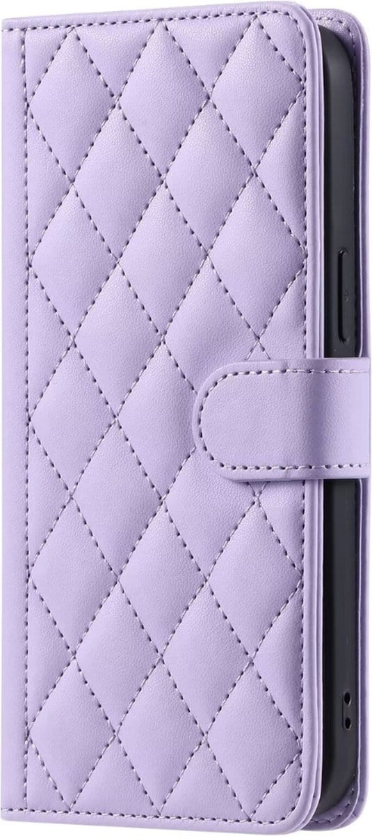 Hoesje geschikt voor iPhone 14 - Bookcase - Pasjeshouder - Koord - Kunstleer - Paars