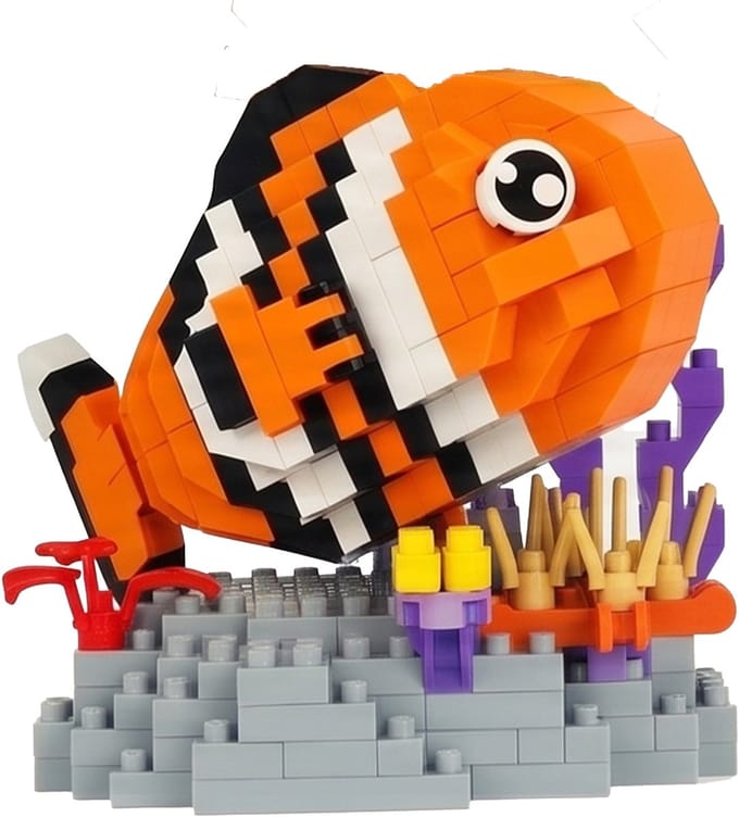 Zoem - Mini Clownfish Bouwset - 335-Delig - Micro Bouwblokjes Anemoonvis