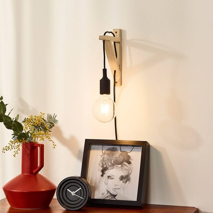 Lucide FIX - Wandlamp - 1xE27 - Zwart