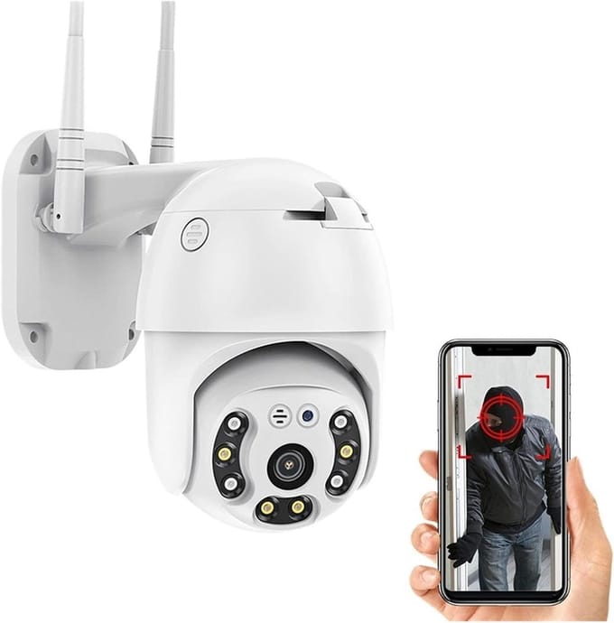 Beveiligingscamera Buiten - Zonnecamera PTZ - Huisbewaking - 4G Connectiviteit - 1080p HD - Wit