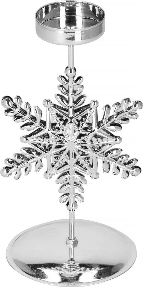 Springos Kandelaar | Kaarshouder | Lichtkaarshouder | Sneeuwvlok | Zilver