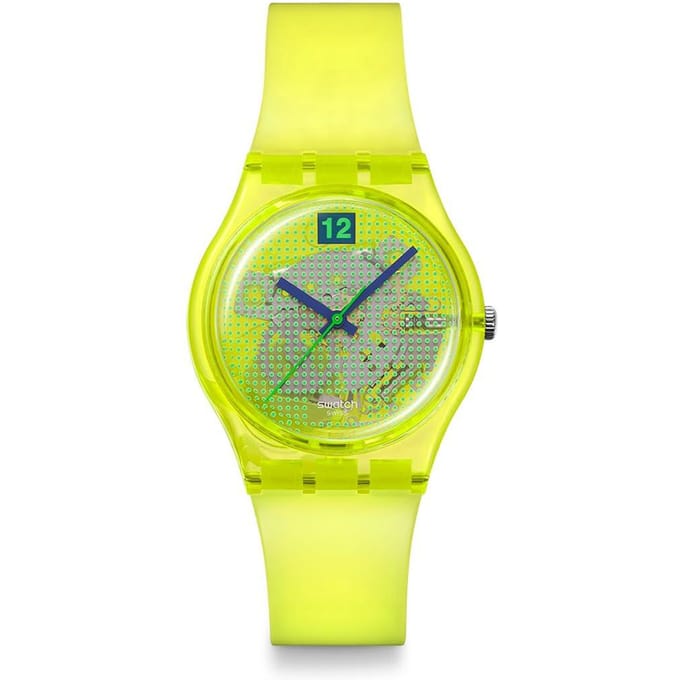 Swatch Gent Bio-gebaseerd Luminously Lemon Horloge - Milieuvriendelijke Serie, Model SO28J103, Gele Kleur, 3 ATM yellow