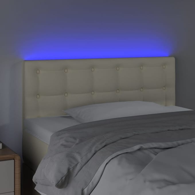 vidaXL - Hoofdbord - LED - 90x5x78/88 - cm - kunstleer - crèmekleurig