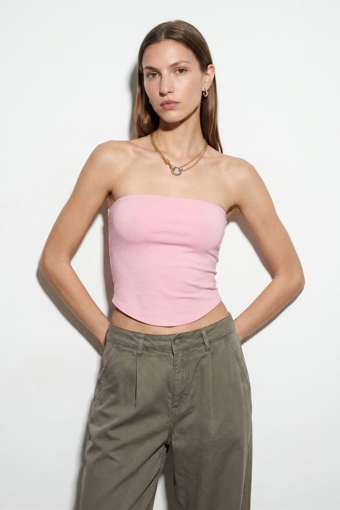 Dames Strapless Cropped Bandeau Top