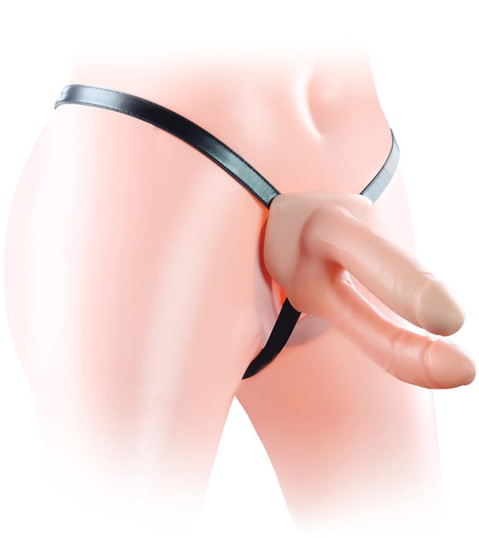 Power Escorts Hollow Strap-On Dubbele Dildo 6 Inch – Verstelbare Harness – Waterproof – Unisex