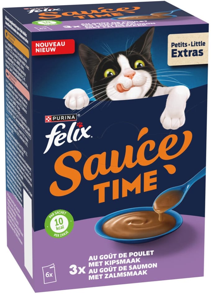 Felix Kattensnack Sauce Time Kip & Zalm - 6x40 gr