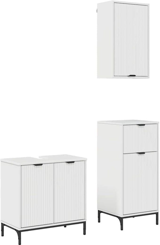 vidaXL - Badkamermeubel - Set - 3 - st - Hoogglans - wit - 39,5 - x - 36 - x - 88 - cm