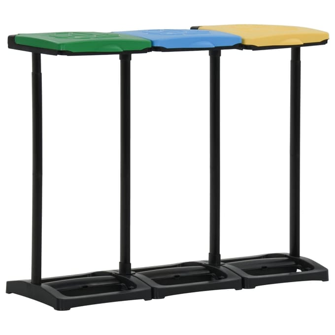 vidaXL - Afvalzakstandaards - met - deksel - 240-330 - L - PP - meerkleurig