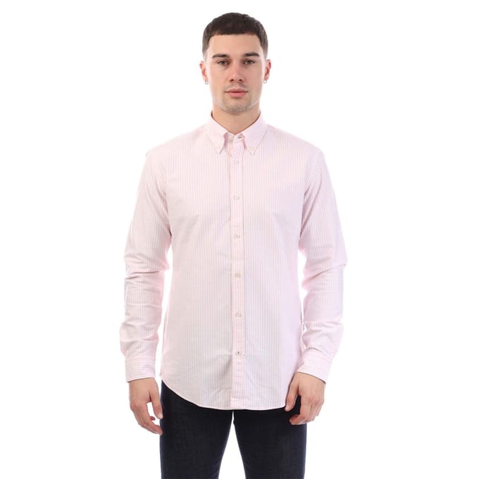 Boss H-Roan Oxford-katoenen herenoverhemd (Roze)