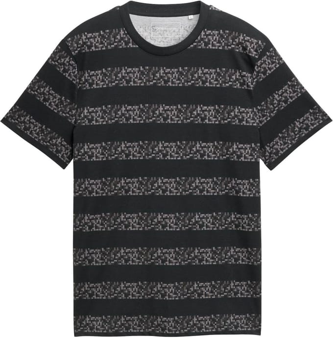 Tom Tailor Denim - T-shirt met gestreept patroon - Maat S - dark grey mini pixel stripe