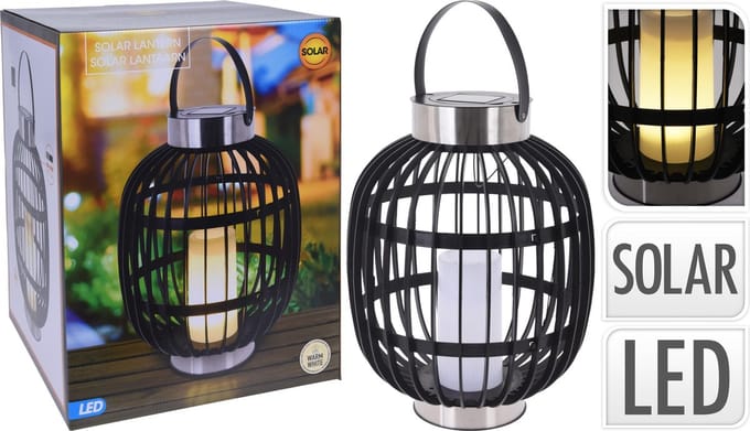 ProGarden Lantaarn met kaars solar LED 35 cm zwart